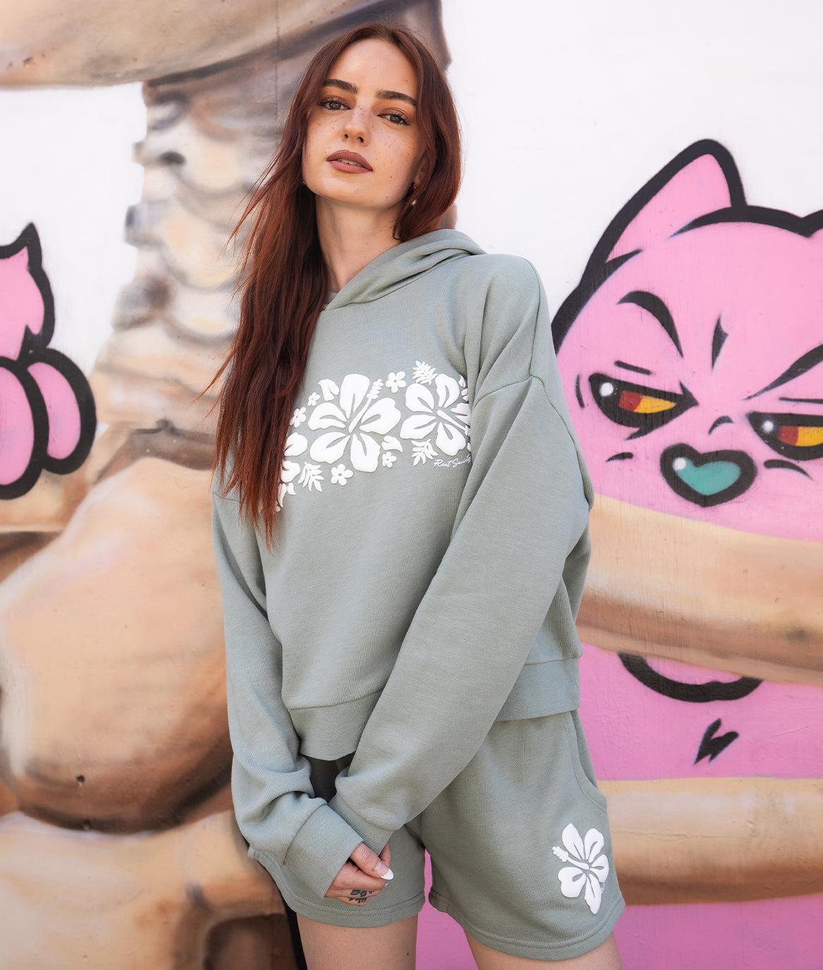 Hibiscus Puff Womens Summer Hoodie – Riot Society Clothing