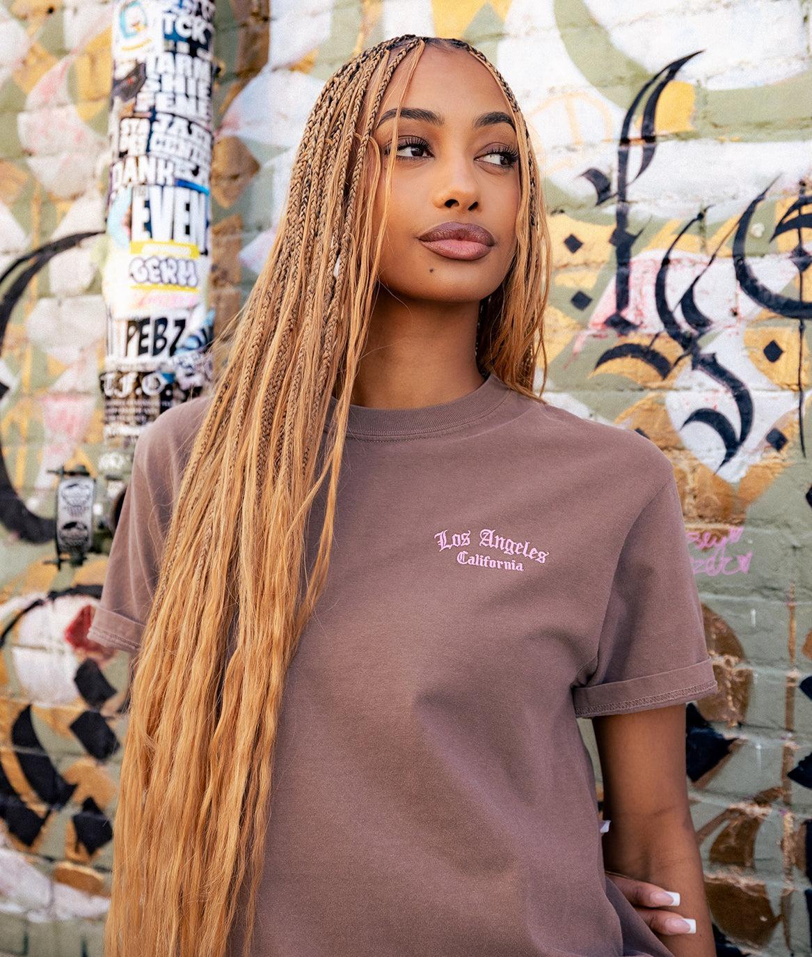 Los Angeles Embroidered Boyfriend Tee - - Riot Society