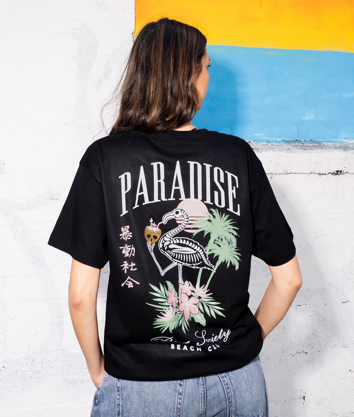 Skeleton Flamingo Paradise Beach Club Womens Tee - - Riot Society