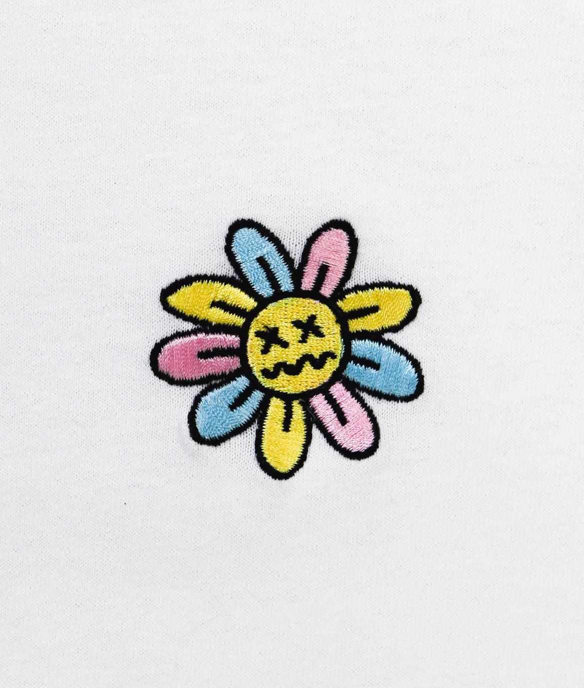 Woozy Face Flower Embroidered Mens T-Shirt - - Riot Society