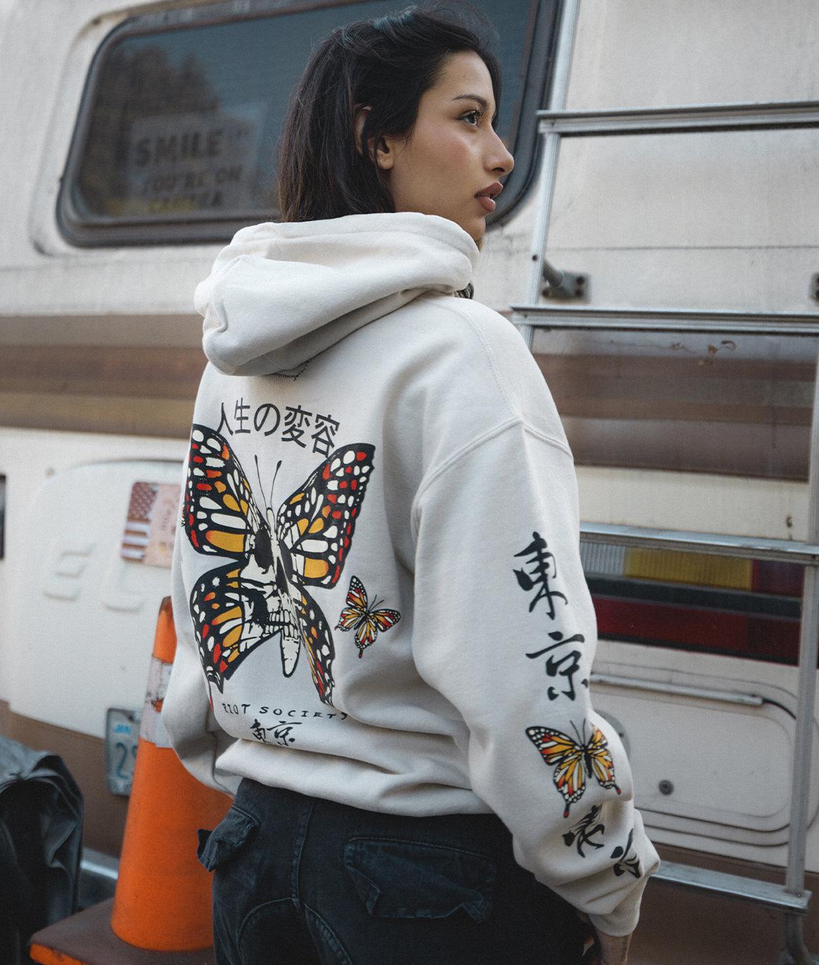 Butterfly Skull Womens Hoodie