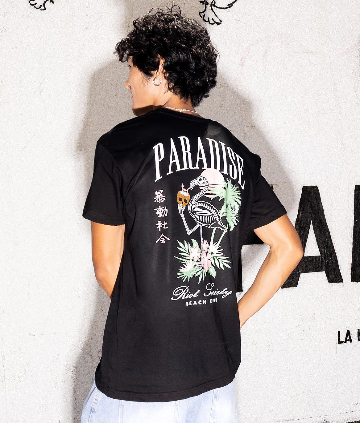Skeleton Flamingo Paradise Beach Club Mens T-Shirt - - Riot Society