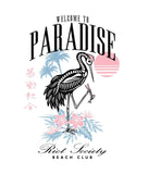 Skeleton Crane Welcome to Paradise Beach Club Womens Tee - - Riot Society