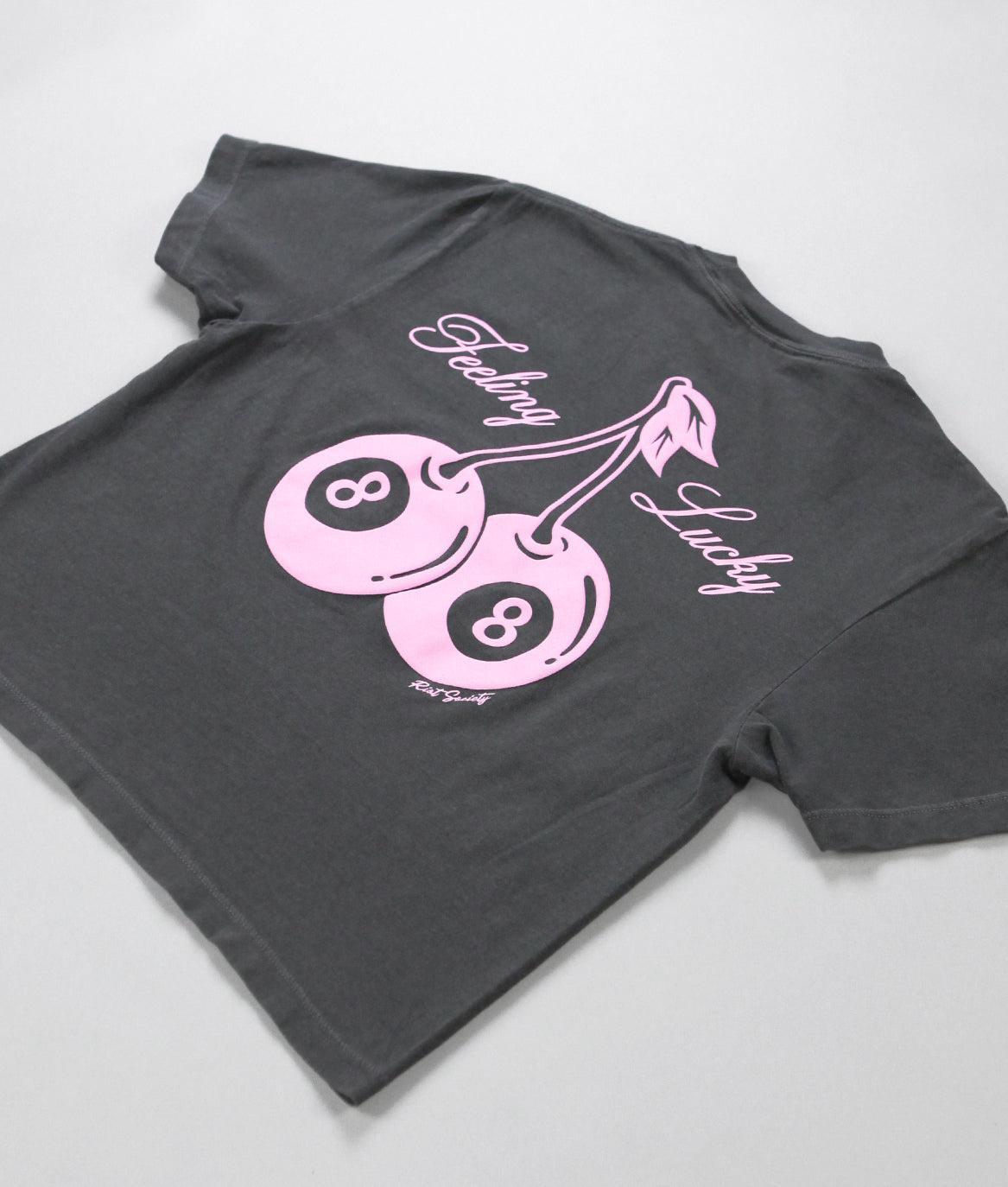 Cherries 8 Ball Feeling Lucky Puff Crop Tee - - Riot Society