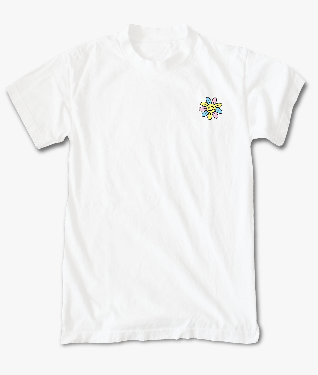 Woozy Face Flower Embroidered Mens T-Shirt - - Riot Society