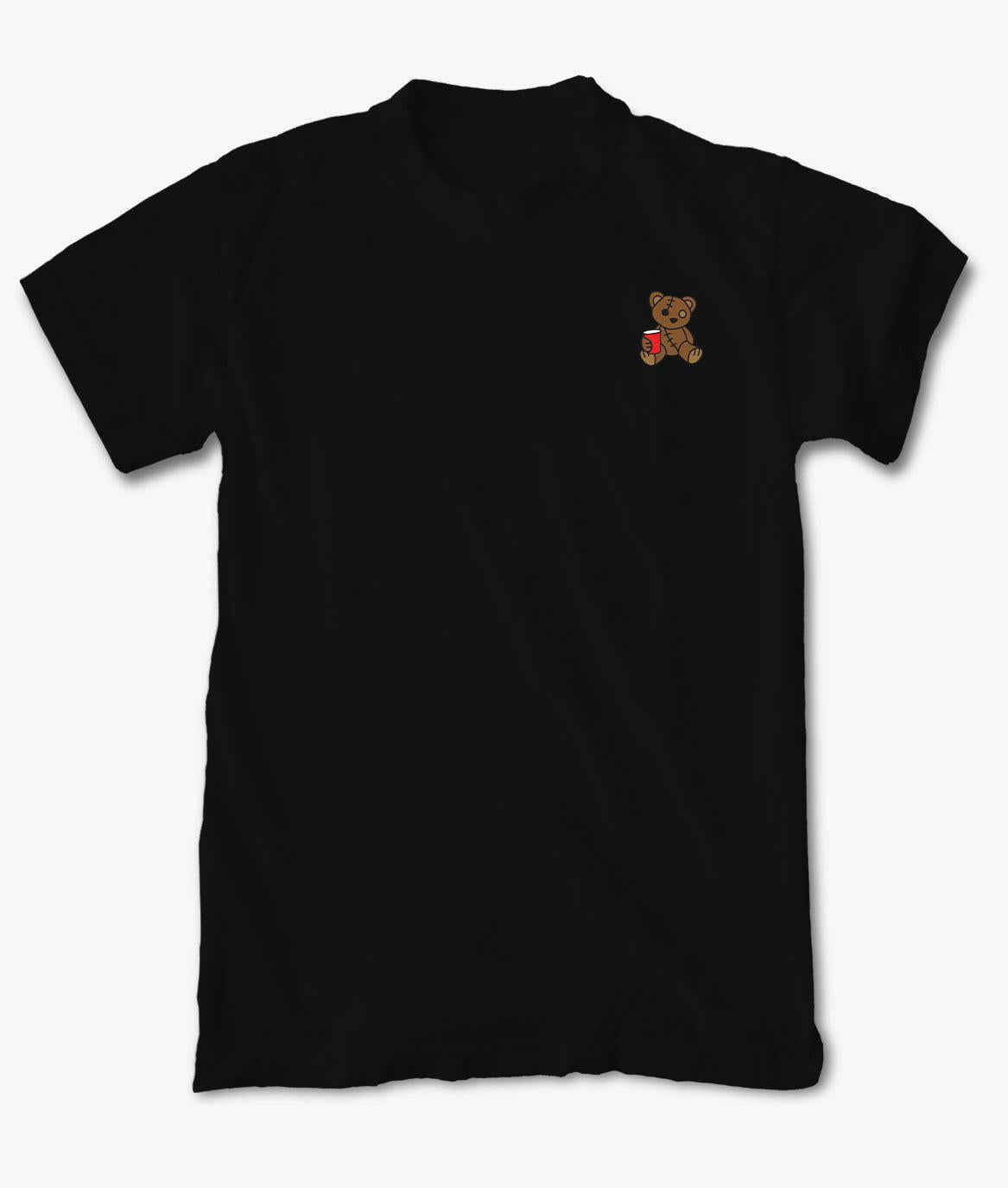 Teddy Bear Red Cup Embroidered Mens T-Shirt - - Riot Society