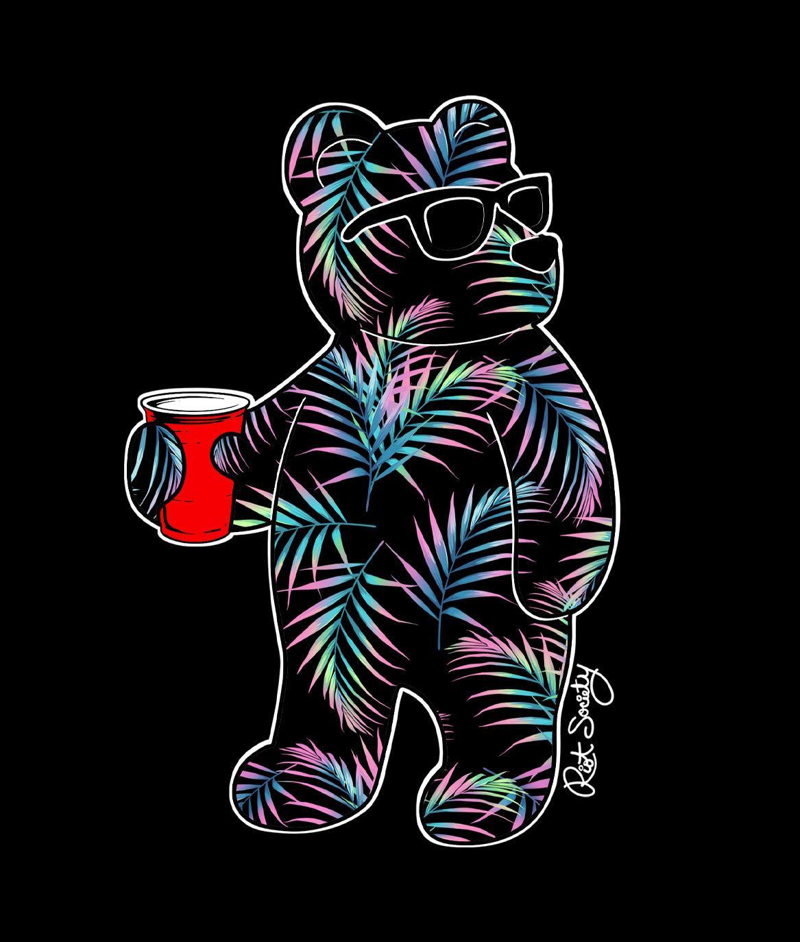 Tropical Palms Bear Mens T-Shirt - - Riot Society
