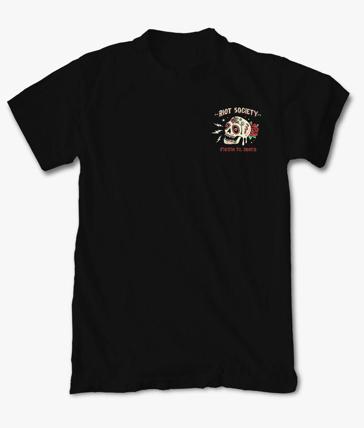 Fiesta Til Death Skull Mens T-Shirt - - Riot Society