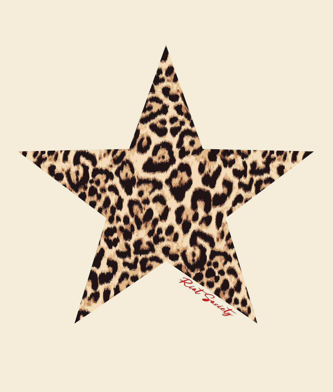 Leopard Star Womens Matching Set Summer Hoodie & Shorts - - Riot Society