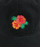 Hibiscus Embroidered Dad Hat - - Riot Society