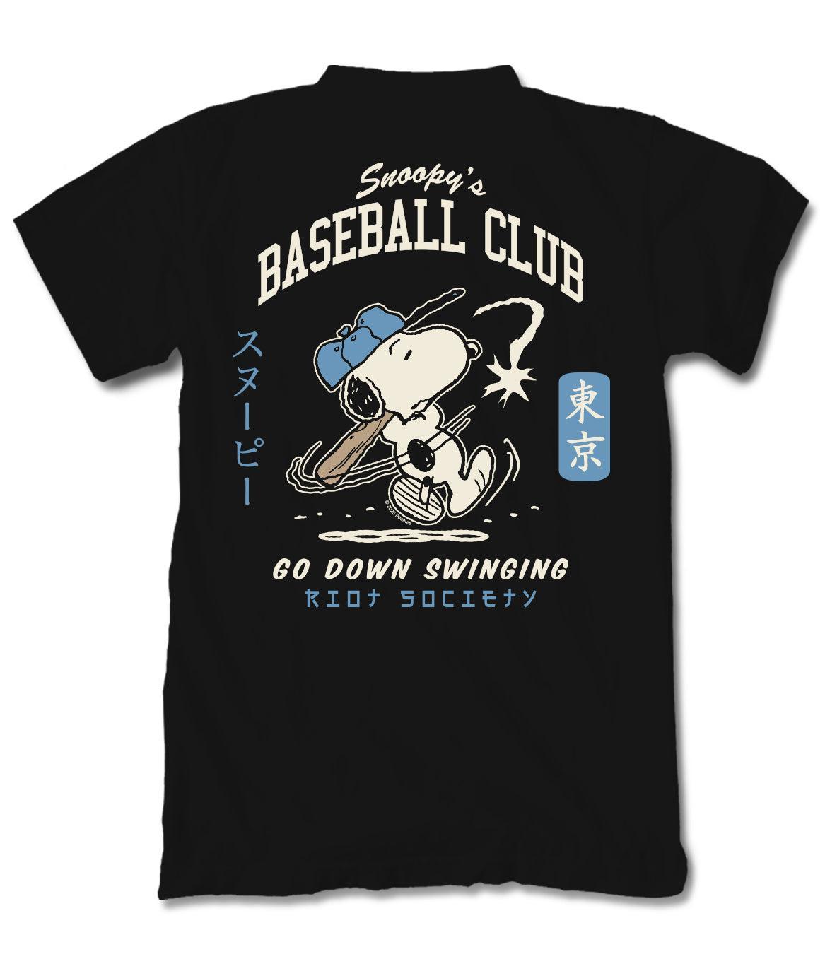 Peanuts Snoopy's Baseball Club Kids Tee - Black – Riot Society