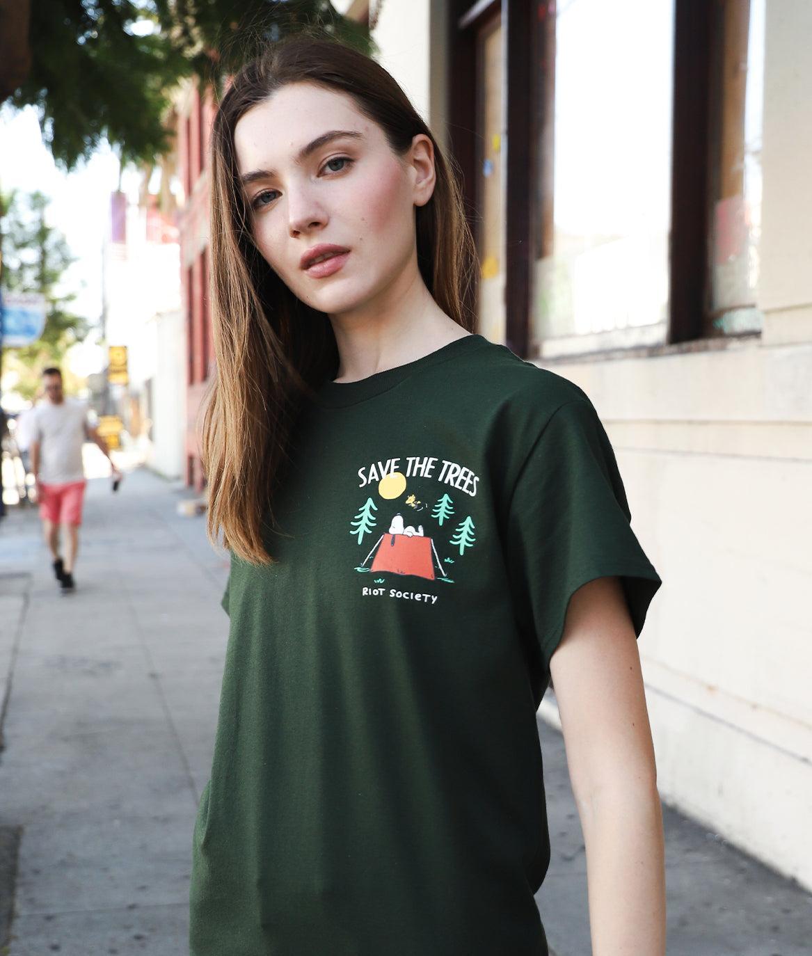 Peanuts Snoopy Save the Trees Womens Tee - S - Riot Society