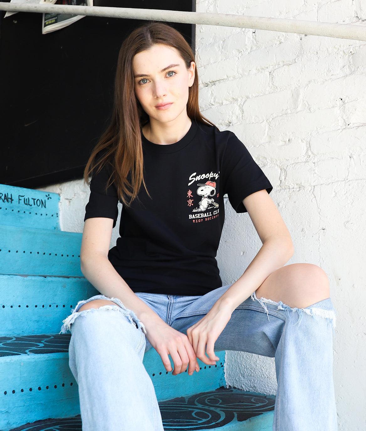 Peanuts Snoopy's Baseball Club Womens Tee - S - Riot Society