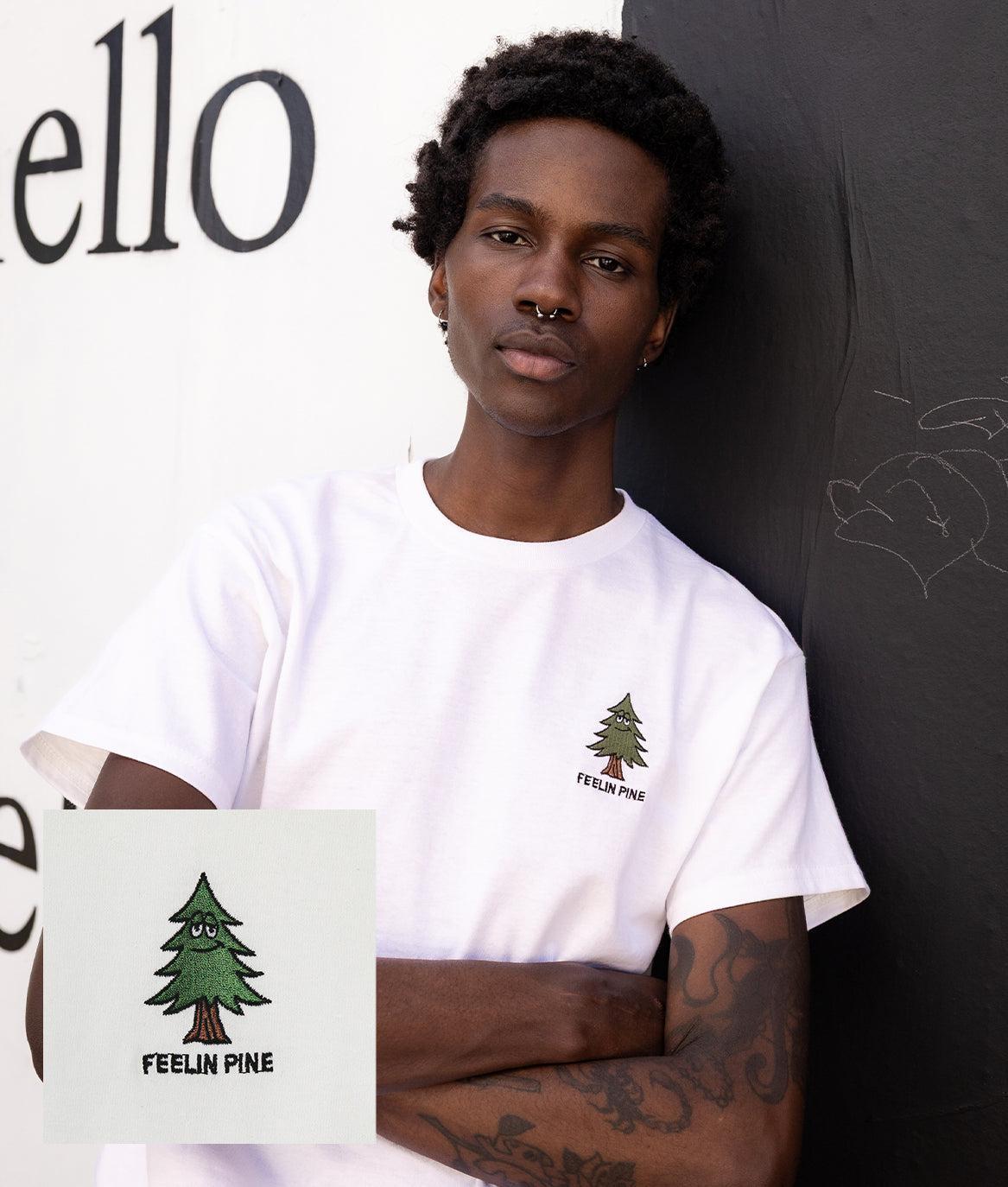 Feelin Pine Embroidered Mens T-Shirt - S - Riot Society