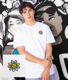 Woozy Face Flower Embroidered Mens T-Shirt - S - Riot Society