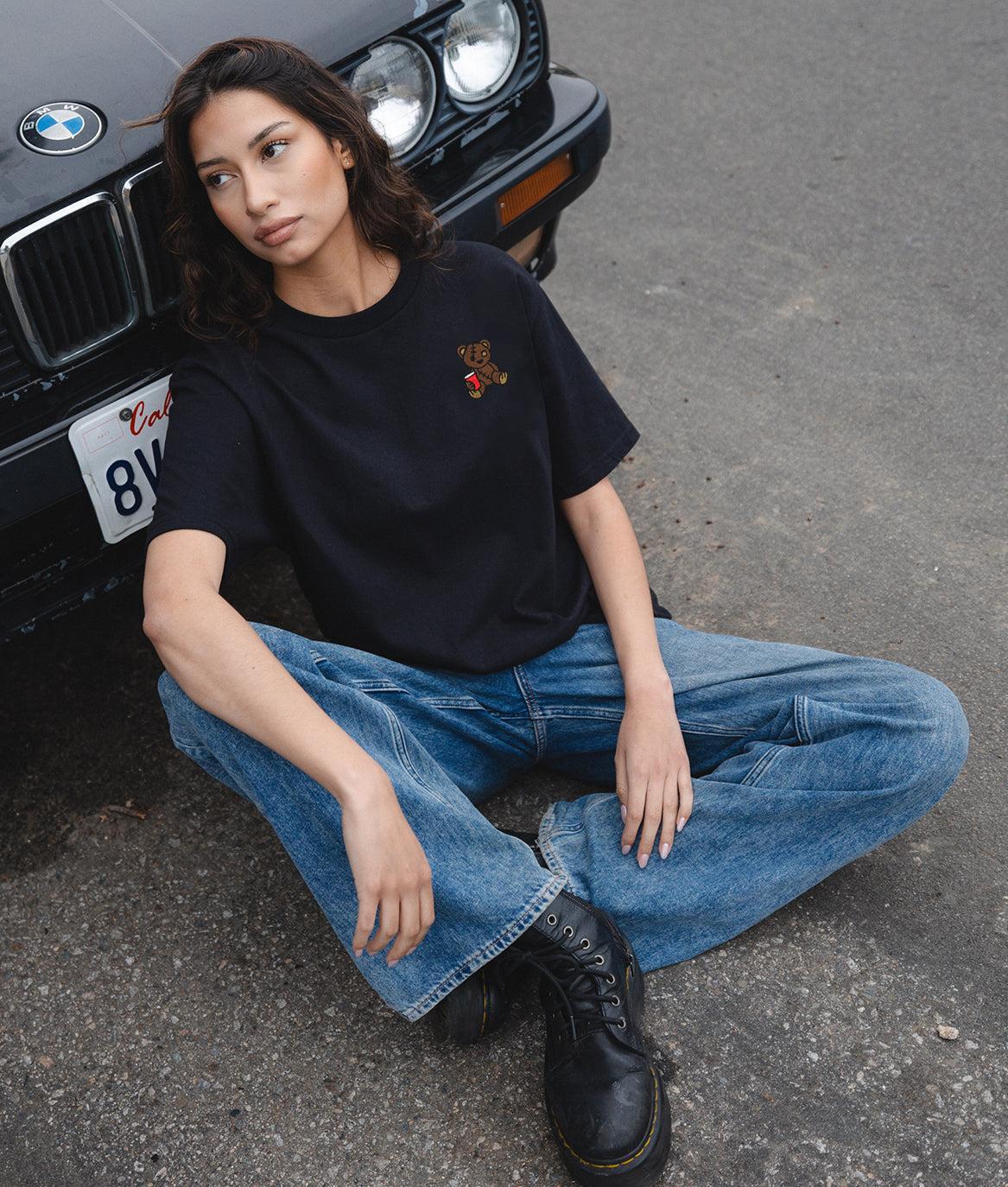 Teddy Bear Red Cup Embroidered Womens Tee - S - Riot Society
