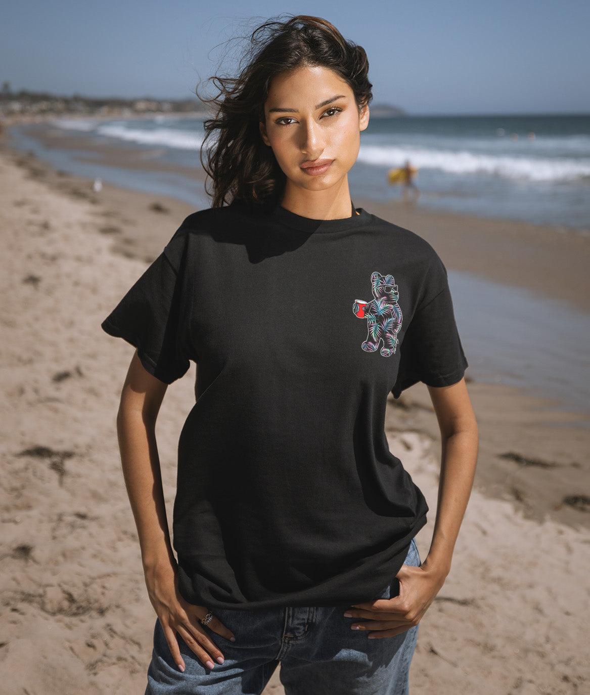 Tropical Palms Bear Womens Tee - S - Riot Society
