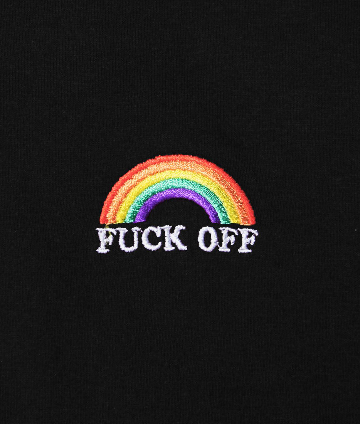 Fuck Off Rainbow Embroidered Womens Tee | Riot Society Clothing