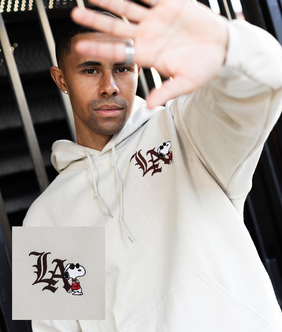 Peanuts Snoopy LA Chill Embroidered Mens Hoodie - - Riot Society