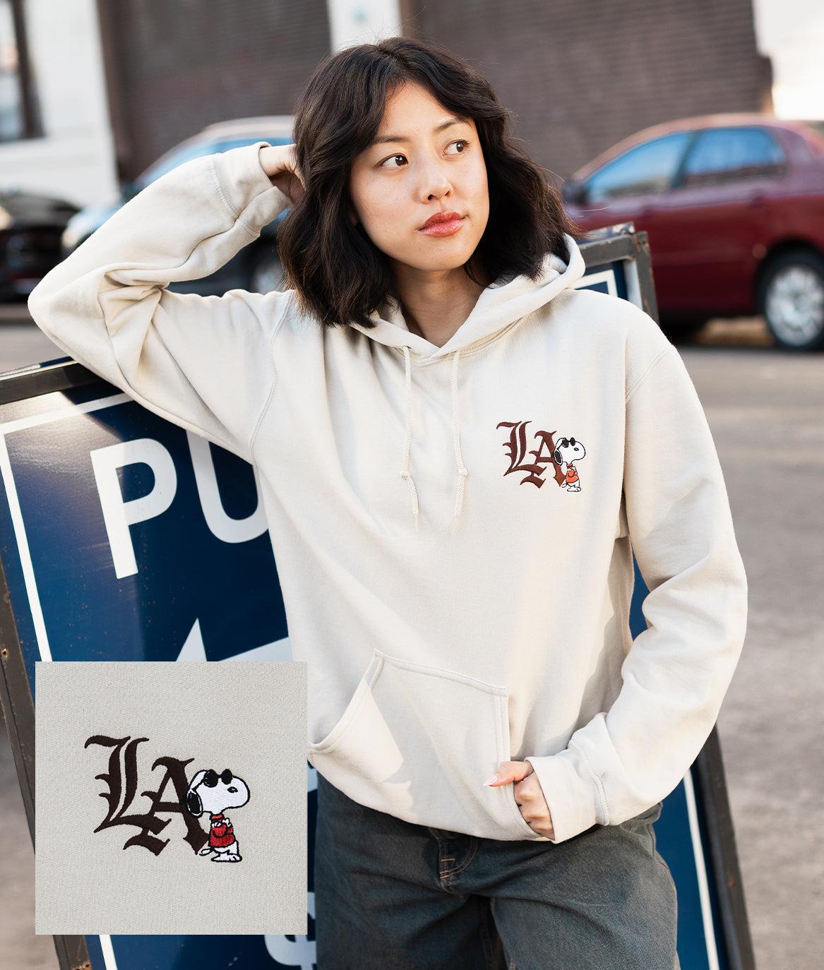 Peanuts Snoopy LA Chill Embroidered Womens Hoodie - - Riot Society