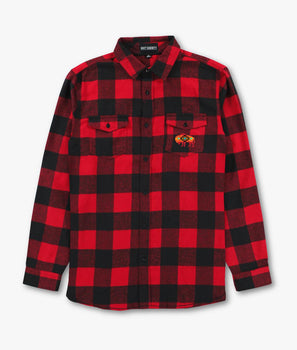 Native Buffalo Embroidered Unisex Premium Yarn-Dyed Long Sleeve Flannel Shirt Sale - - Riot Society