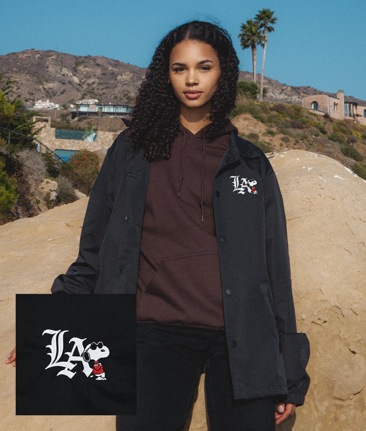 Peanuts Snoopy LA Chill Embroidered Unisex Coaches Jacket - - Riot Society