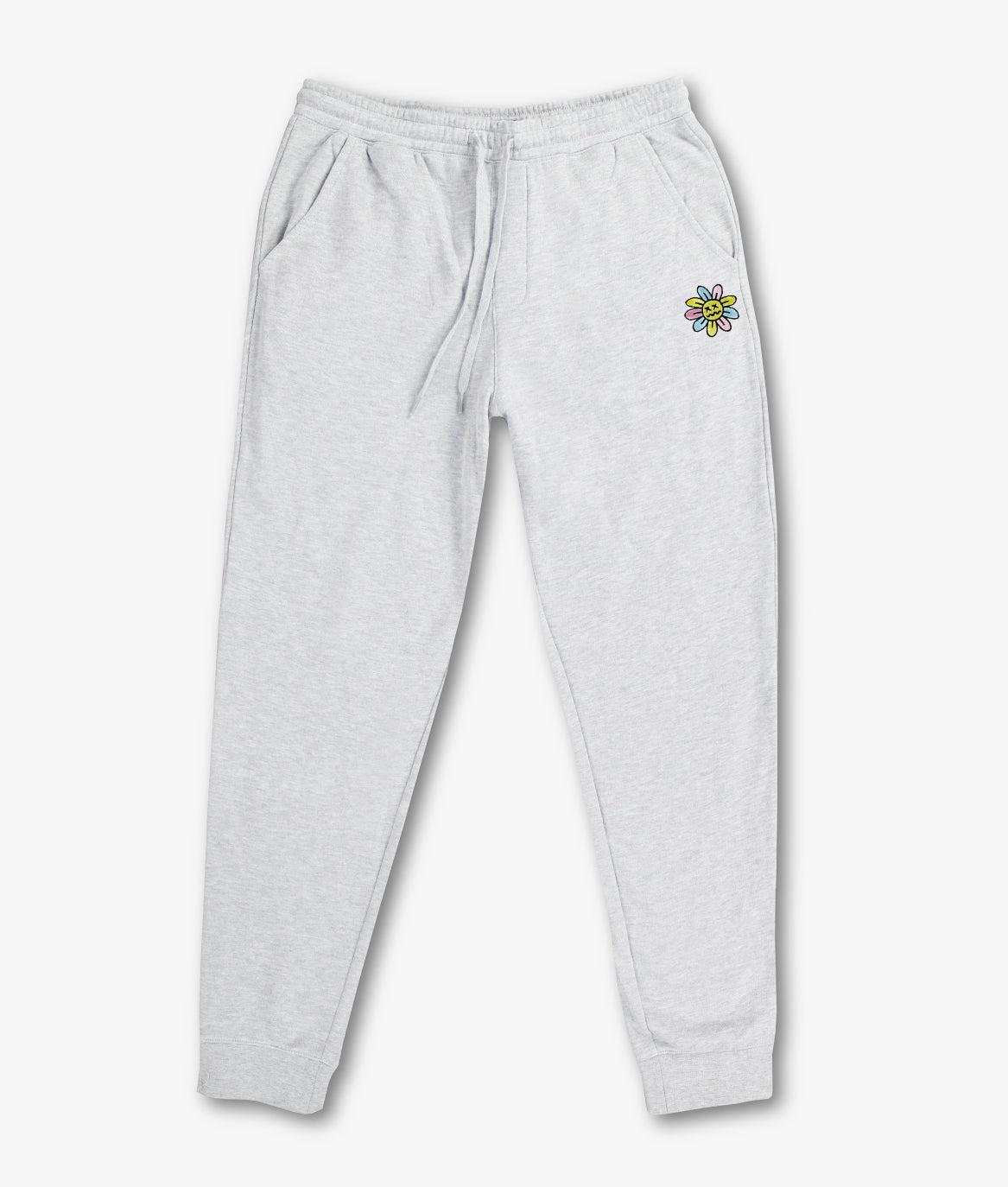 Woozy Face Flower Embroidered Mens Joggers Sale - - Riot Society