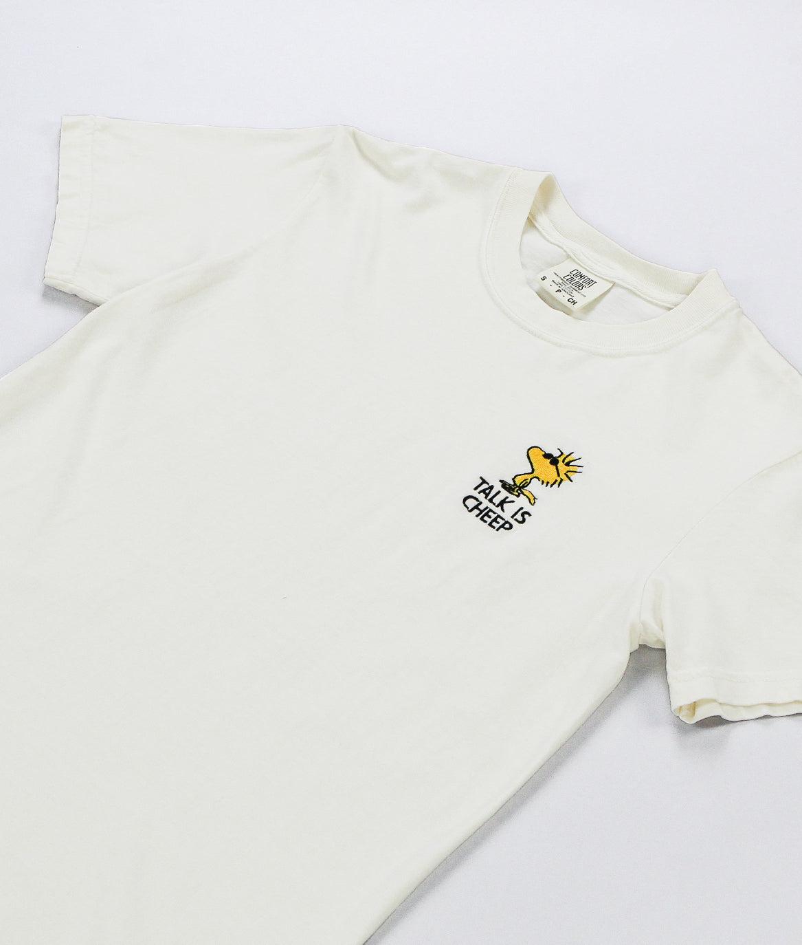 Peanuts Woodstock Talk is Cheep Embroidered Boyfriend Tee Sale - - Riot Society