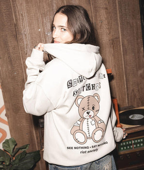 Snitches Get Stitches Teddy Womens Hoodie - - Riot Society