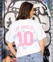 Los Angeles Butterfly Puff Boyfriend Tee - - Riot Society