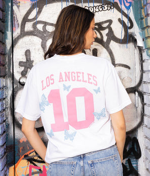 Los Angeles Butterfly Puff Boyfriend Tee - - Riot Society