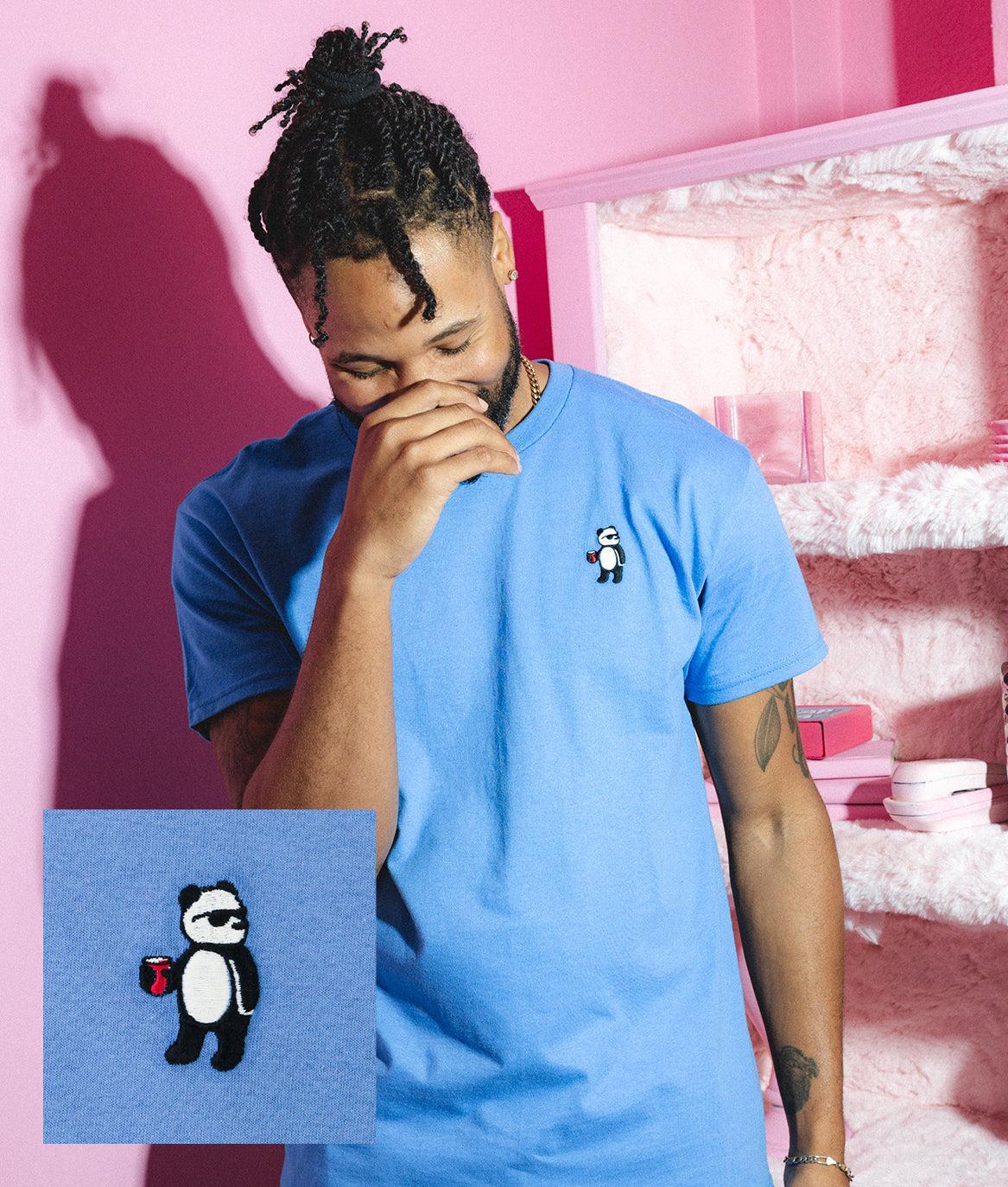 Panda Bear Embroidered Mens T-Shirt - - Riot Society