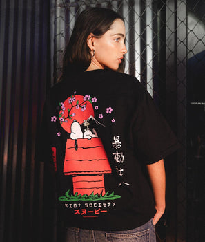 Peanuts Snoopy Doghouse Japan Womens Tee - - Riot Society