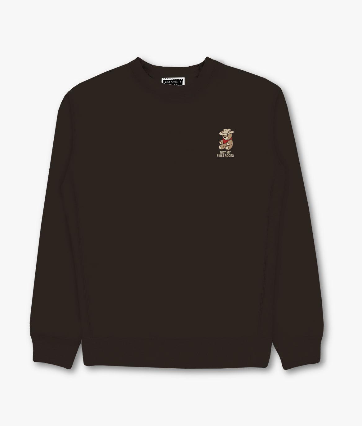 Cowboy Teddy Bear Embroidered Mens Crewneck Sweatshirt Sale - - Riot Society