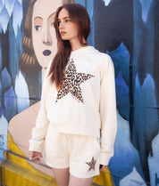 Leopard Star Womens Matching Set Summer Hoodie & Shorts - - Riot Society