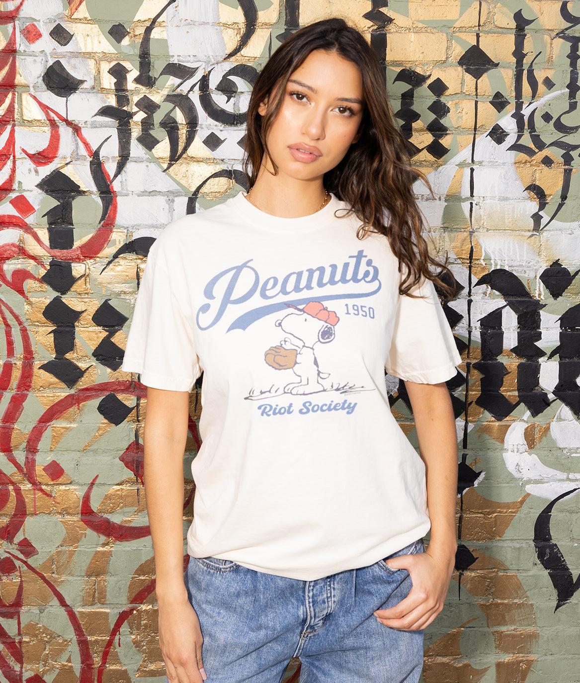 Peanuts Snoopy Baseball Boyfriend Tee - - Riot Society