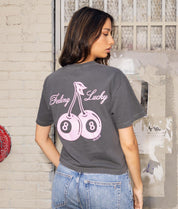 Cherries 8 Ball Feeling Lucky Puff Crop Tee - - Riot Society