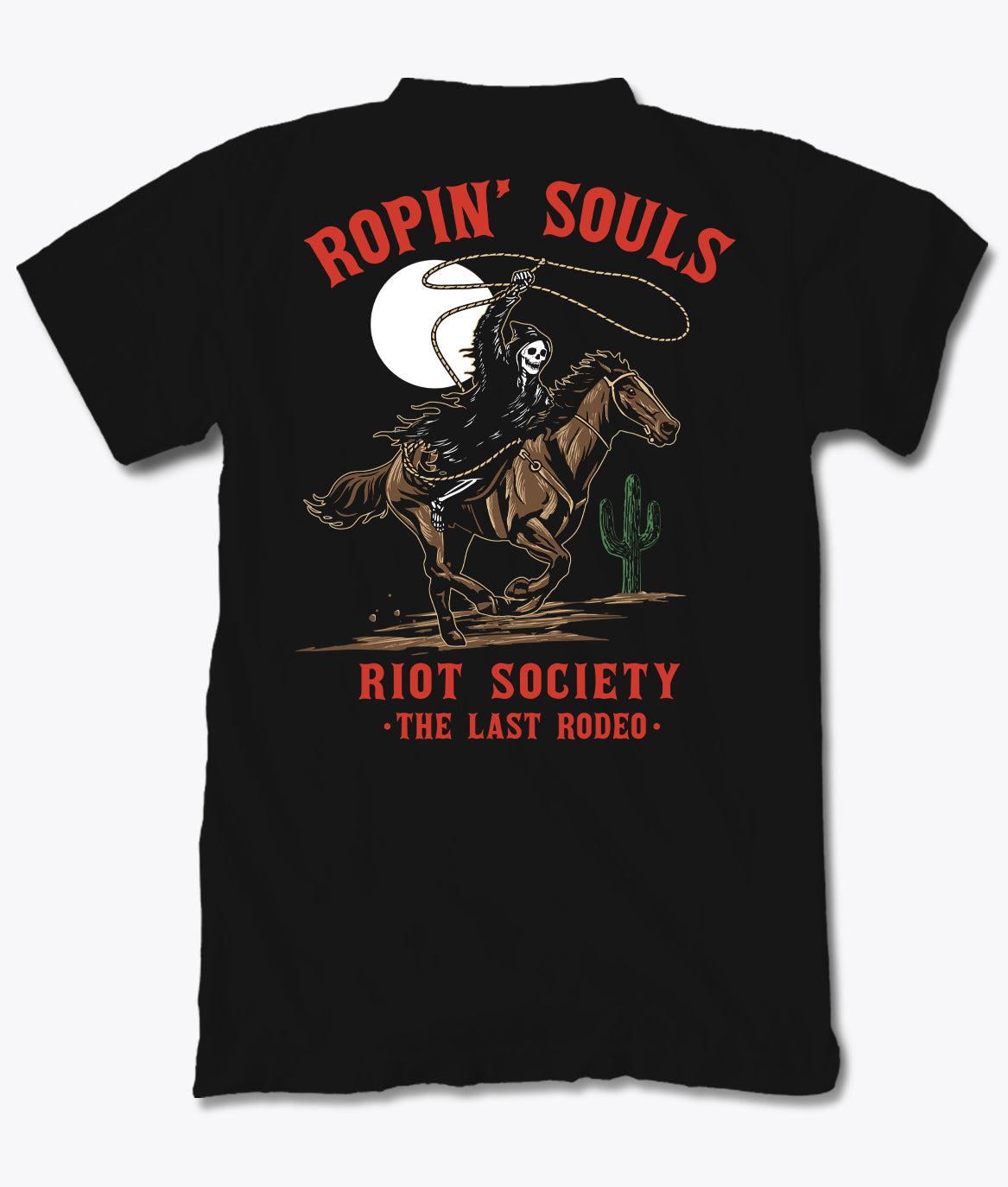 Rodeo Reaper Ropin' Souls Mens T-Shirt - - Riot Society