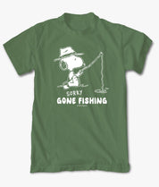 Peanuts Snoopy Gone Fishing Mens T-Shirt - - Riot Society