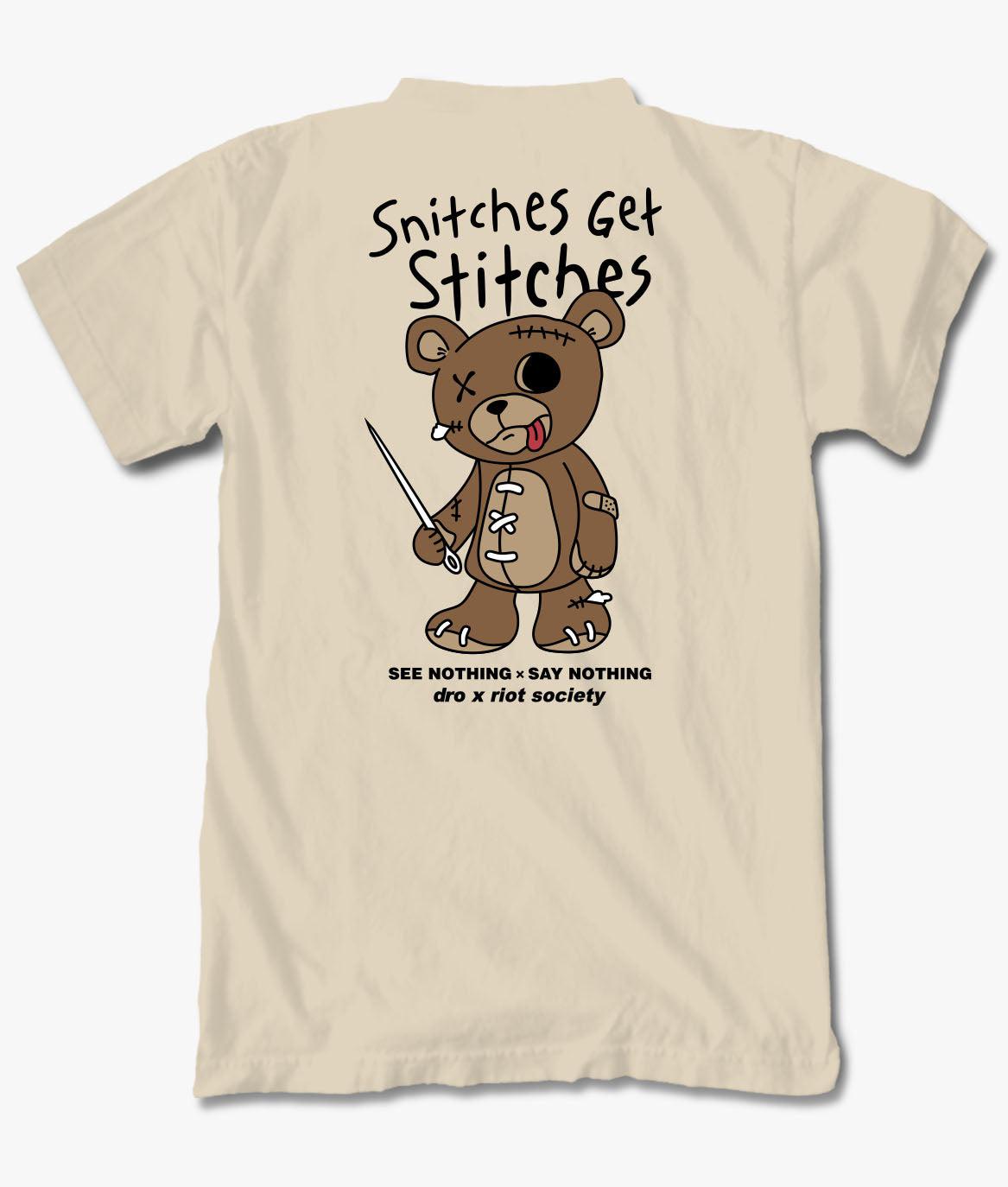 Dro x Riot Society Snitches Get Stitches Womens Tee - - Riot Society