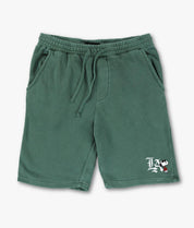 Peanuts Snoopy LA Chill Embroidered Mens Fleece Shorts - Pigment Alpine Green - - Riot Society