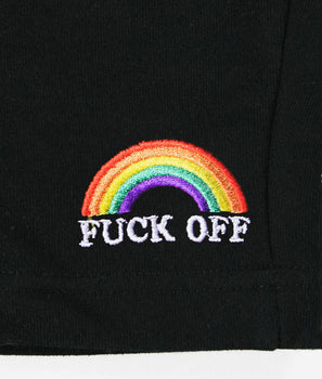 Fuck Off Rainbow Embroidered Mens Fleece Shorts - - Riot Society