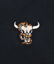 Bull Skull Snake Embroidered Mens T-Shirt - - Riot Society