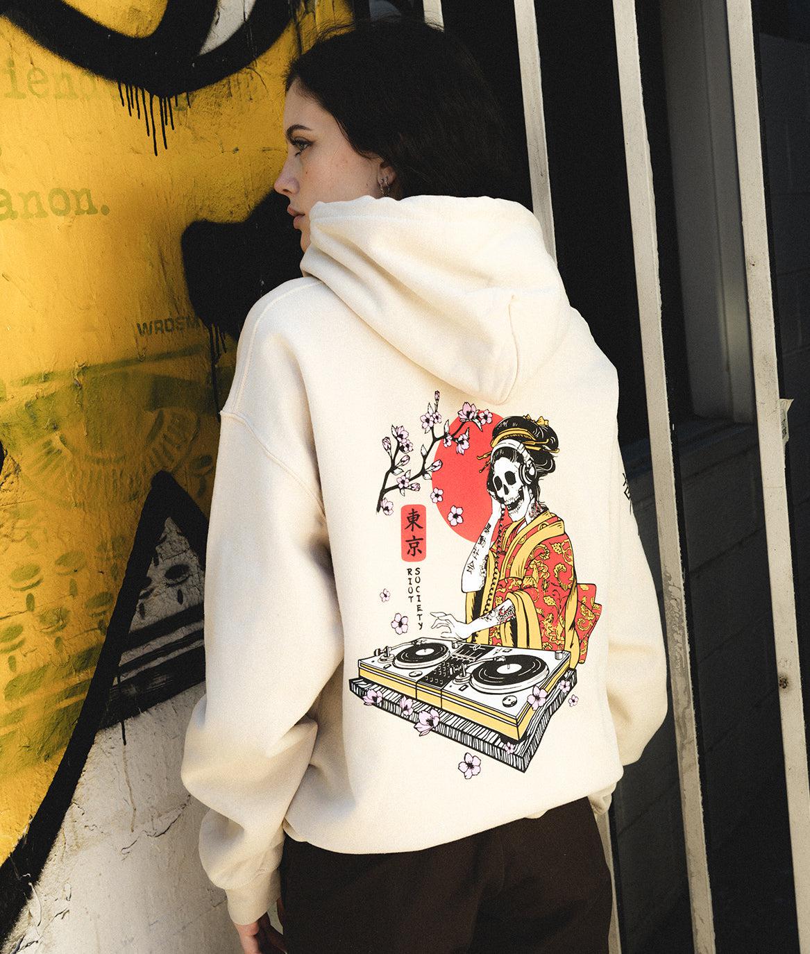 Geisha Skull DJ Womens Hoodie - - Riot Society