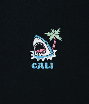 Shark Head Palm Cali Embroidered Womens Tee - - Riot Society