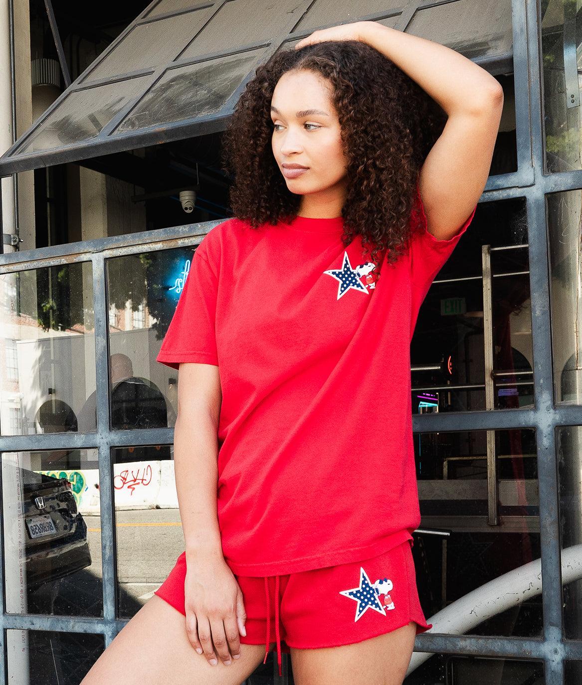 Peanuts Snoopy USA Puff Womens Matching Set - Red - - Riot Society