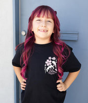 Koi Cherry Blossoms Wave Girls Tee - Black - - Riot Society