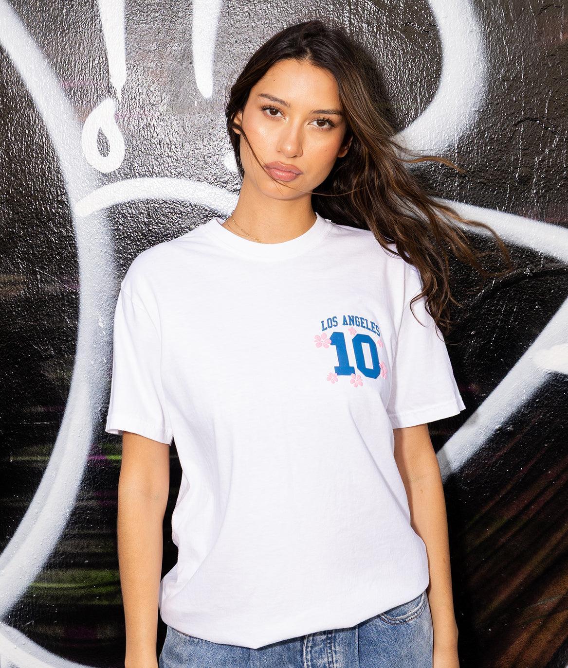 Los Angeles Hibiscus Puff Boyfriend Tee - - Riot Society