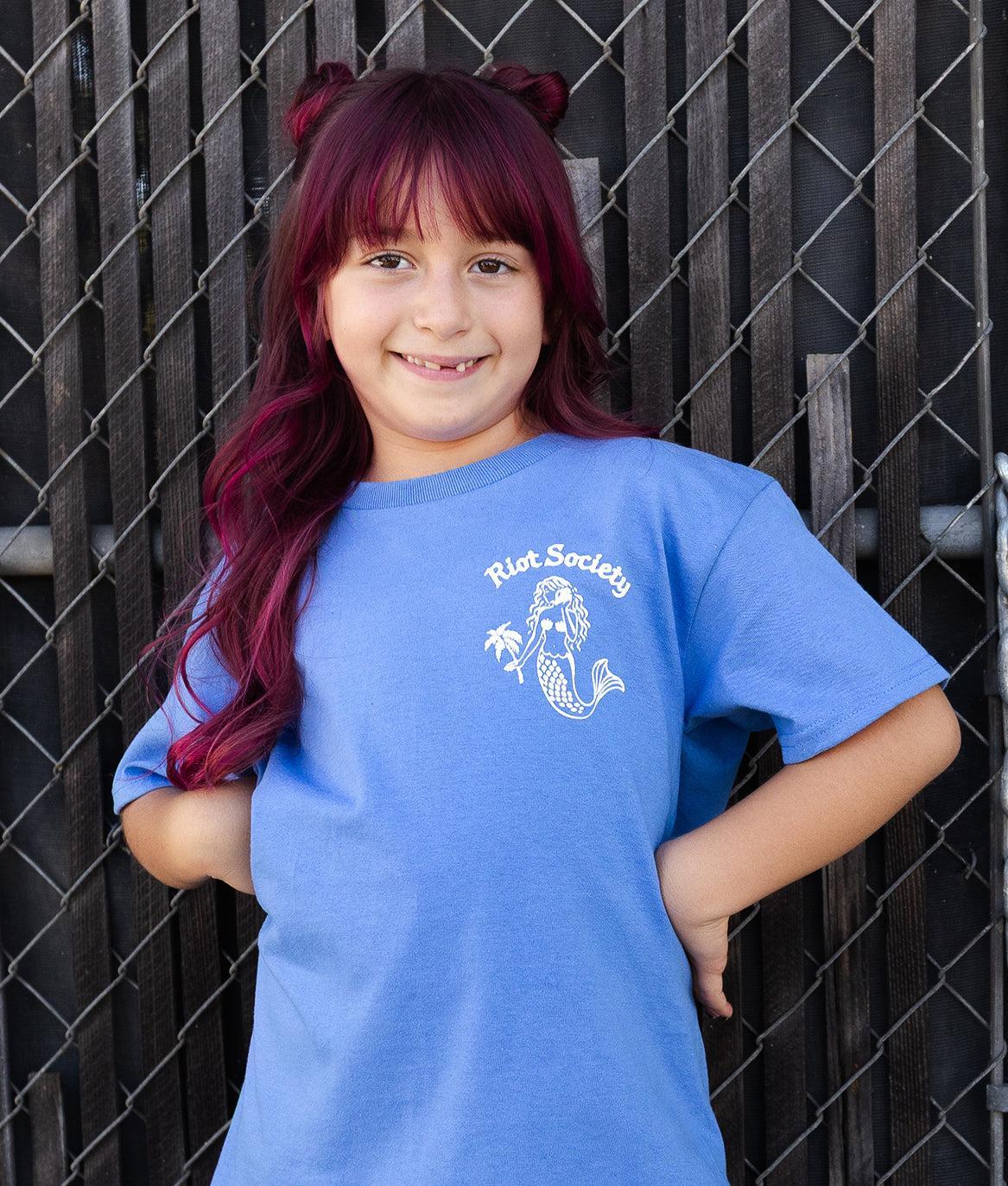 Always Be yourself Mermaid Girls Tee - Iris Blue - - Riot Society