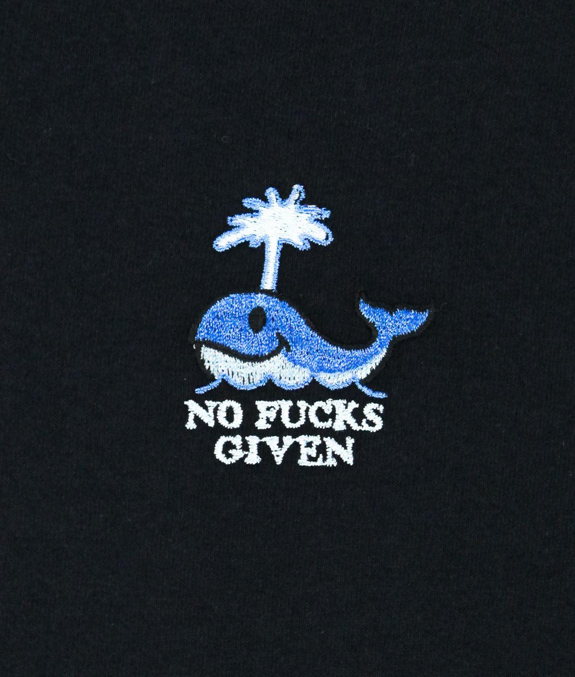 No Fucks Given Whale Embroidered Mens T-Shirt - - Riot Society